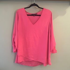 Zac & Rachel Hot Pink V-Neck Layered Blouse
